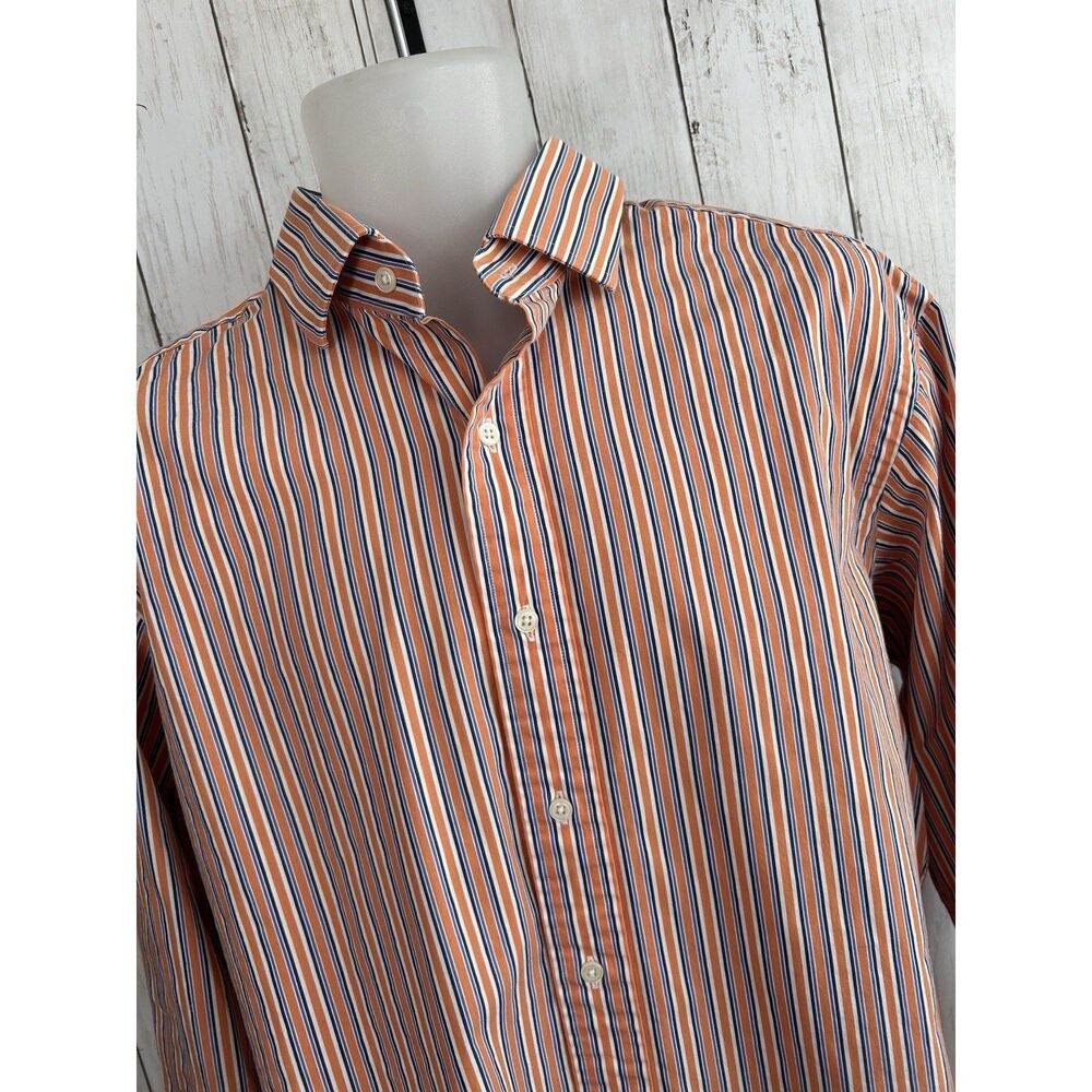 Men's Polo Ralph Lauren Regent Classic Fit Orange Stripe Size 16.5